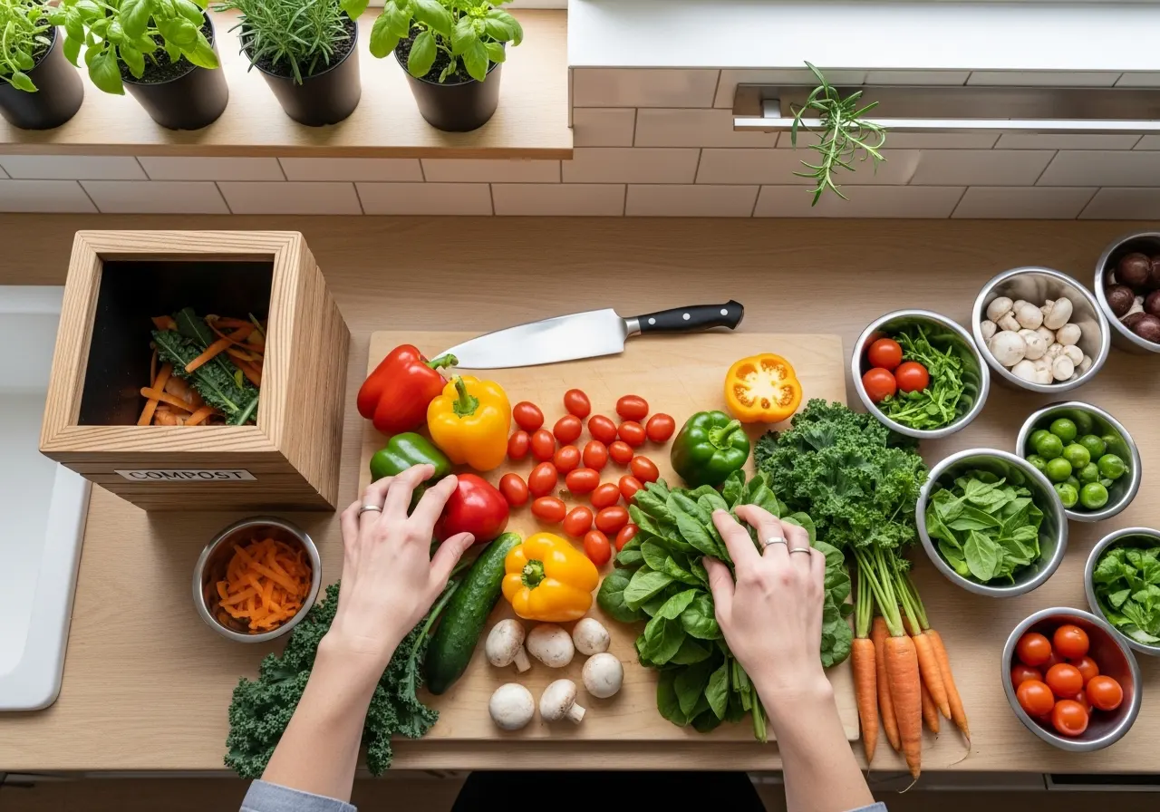 Redução de desperdício alimentar em cozinha de restaurante com gestão inteligente de insumos