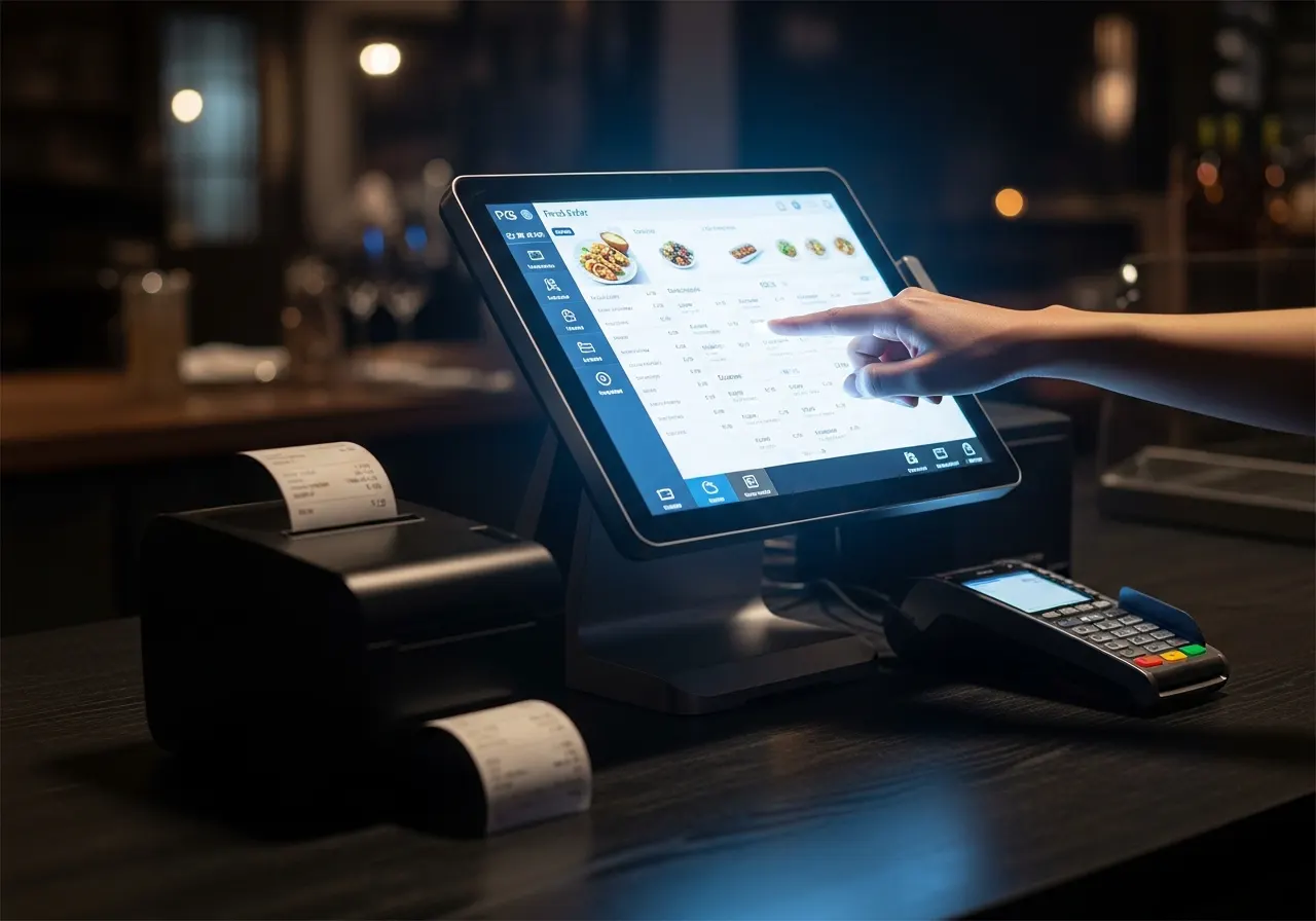 Sistema PDV ponto de venda para restaurante com tela de caixa e pagamento